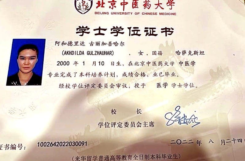 Диплом бакалавра — Пекинский университет китайской медицины